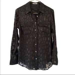 Equipment - Daddy Metallic Cheetah Print Shirt